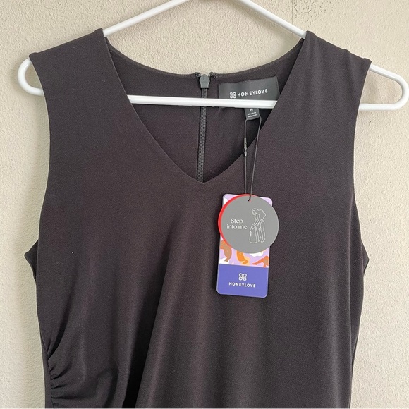 Honeylove Womens Medium InnerPower Sleeveless Dress Black Crepe Knit Slimming - Picture 5 of 8